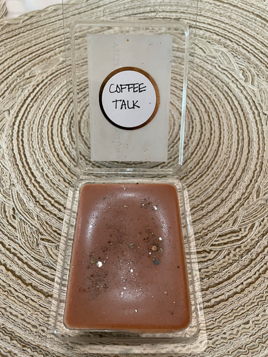 3.0 OZ. COFFEE TALK SOY WAX MELTS in Classic Clamshell.