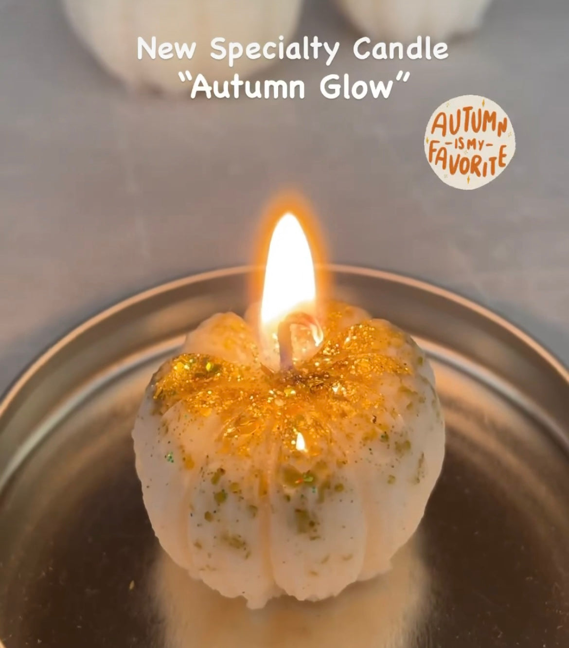 3.7 0Z. WHITE & GOLD PUMKIN SOY SPECIALTY CANDLES~ TRIO MINIATURES.