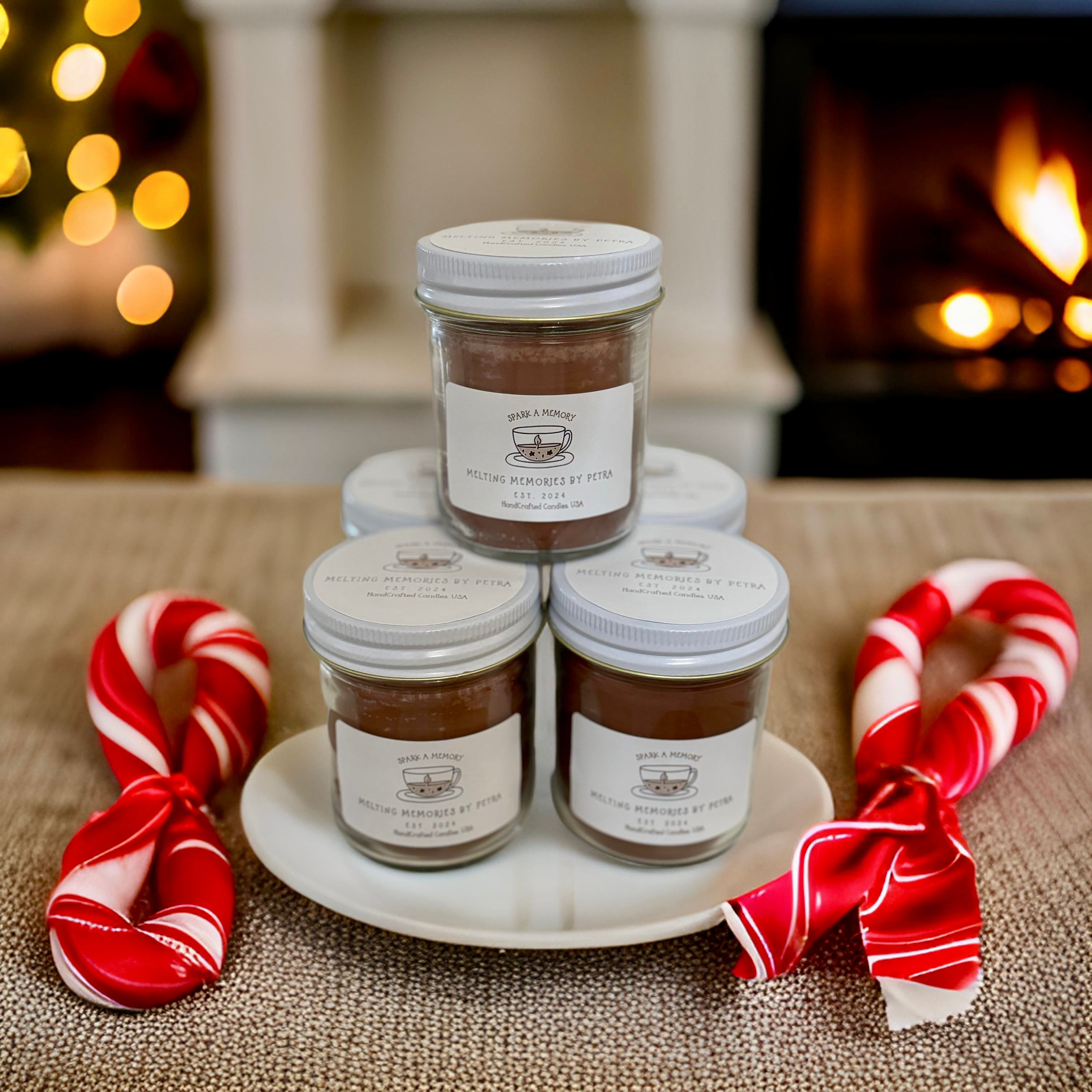 Peppermint Mocha scented (8oz.) Jar Soy Candle.