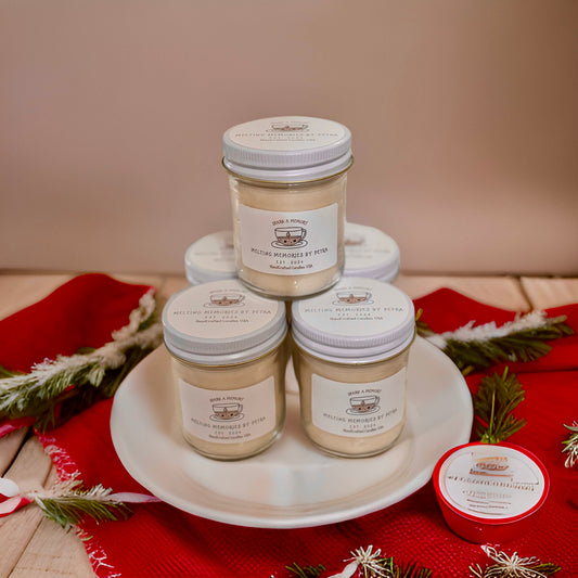 12 oz. Vanilla Eggnog Scented Soy Candle in Jelly Jar.