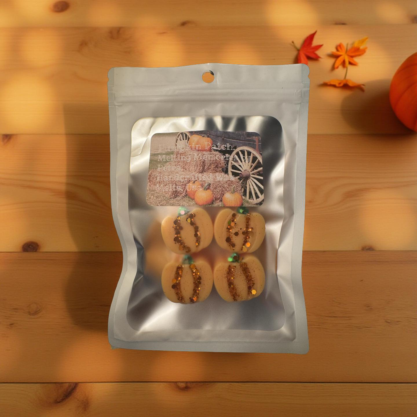 Specialty Glitter Pumpkin Wax Melts. (6 in each bundle.)